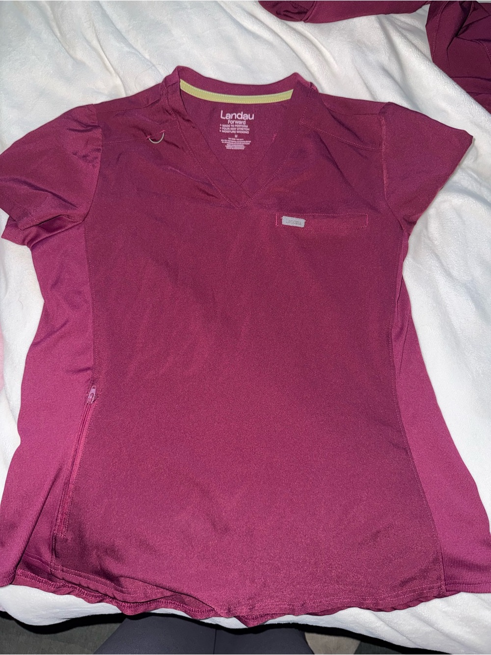 Landau Women's Short-Sleeve V-Neck Scrub Top with bottoms - Berry Plum